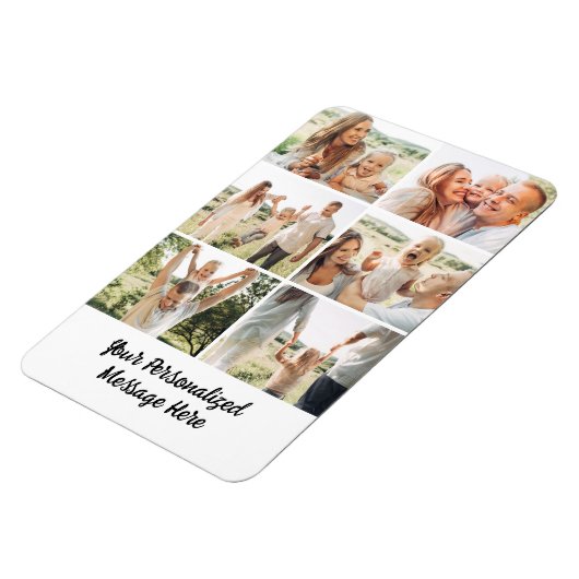 Custom 6 Photo Collage Text Message Modern Simple  Magneet (Linkerzijde)