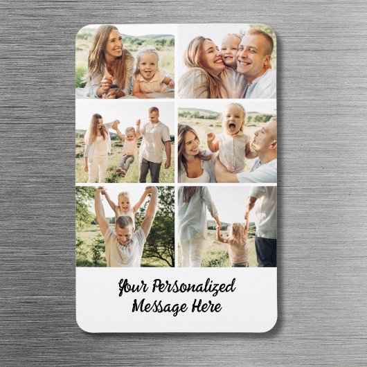Custom 6 Photo Collage Text Message Modern Simple  Magneet