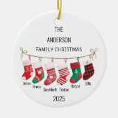 Custom 6 Stocking Names / Year Christmas Ornament (Voorkant)