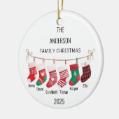 Custom 6 Stocking Names / Year Christmas Ornament (Links)