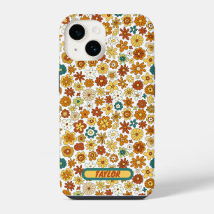 Custom 70s Retro Bloem Groovy Patroon, Groovy iPhone 14 Hoesje