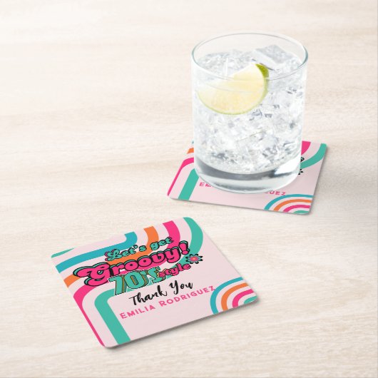 Custom 70's Retro Disco Verjaardag Boogie Groovy Kartonnen Onderzetters (Insitu)