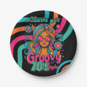 Custom 70's Retro Disco Verjaardag Boogie Groovy Papieren Bordje (Voorkant)