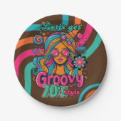 Custom 70's Retro Disco Verjaardag Boogie Groovy Papieren Bordje (Voorkant)