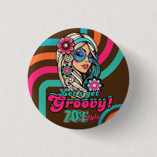 Custom 70's Retro Disco Verjaardag Boogie Groovy Ronde Button 3,2 Cm
