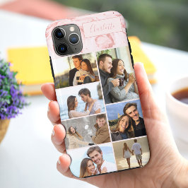 Custom 7 Fotocollage op roze marmer Case-Mate iPhone Case