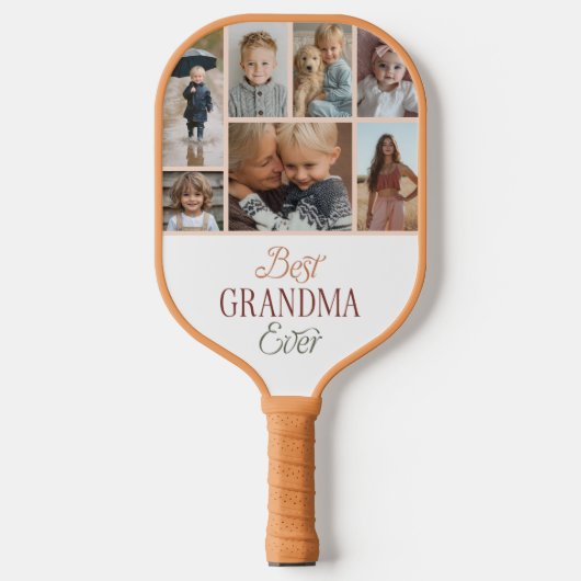 Custom 7 Photo Collage Best Grandma Ever Pickleball Paddle (Voorkant)