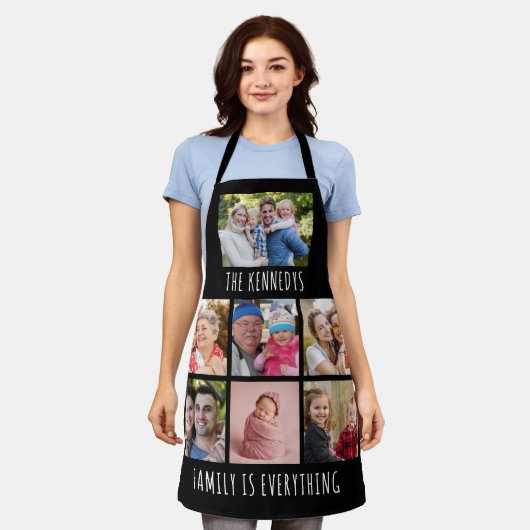 Custom 7 Photo Collage Family Name Quote Black Schort (Gedragen)