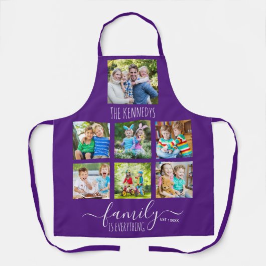 Custom 7 Photo Collage Family Name Quote Purple Schort (Voorkant)