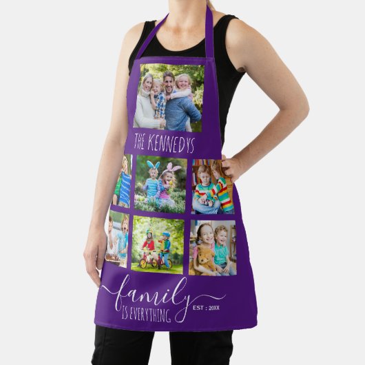 Custom 7 Photo Collage Family Name Quote Purple  Schort (Insitu)