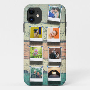 Custom 7 Photo Collage  Houten Planken Trendy Case-Mate iPhone Case