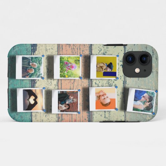 Custom 7 Photo Collage Houten Planken Trendy Case-Mate iPhone Case (Achterkant (horizontaal))