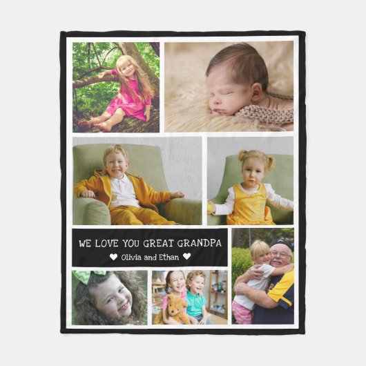 Custom 7 Photo Collage We Love You Grote Opa Fleece Deken (Voorkant)