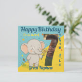 Custom 7th Birthday Elephant Sweet Your Photo Card Kaart (Staand voorkant)