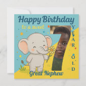 Custom 7th Birthday Elephant Sweet Your Photo Card Kaart (Voorkant)