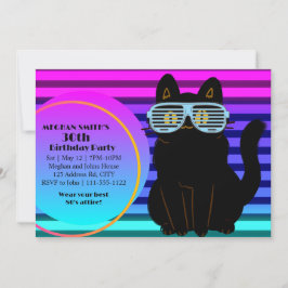 Custom 80's Neon Blast Cool Cat Throwback Party Kaart