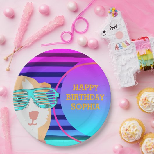 Custom 80's Retro Guinee Pig Throwback Papieren Bordje (Feest)