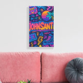 Custom 80s Retro Neon Naam Poster – John Santi Canvas Afdruk (Insitu (Woonkamer))