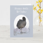 Custom 80th Birthday "Old Coot" Funny Bird Humor Kaart (Gele Bloem)