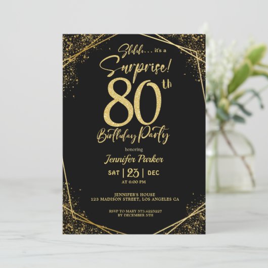 Custom 80th Birtrhday Invitation Kaart (Staand voorkant)