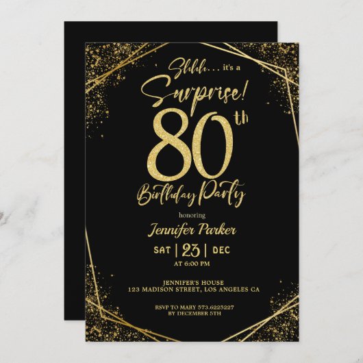 Custom 80th Birtrhday Invitation Kaart (Voorkant / Achterkant)