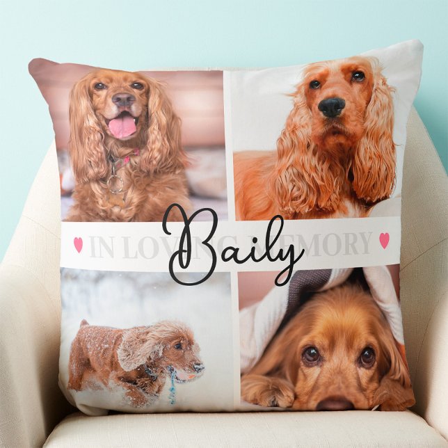 Custom 8 Foto Collage Hond Kat Konijn Pet Memorial Kussen (Pet Memorial Pillow)