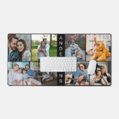 Custom 8 Fotocollage Eenvoudig Zwart Bureaumat (Keyboard & Muis)