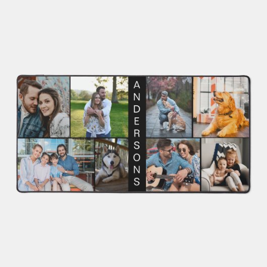 Custom 8 Fotocollage Eenvoudig Zwart Bureaumat (Voorkant)