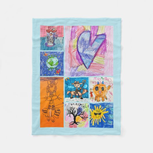 Custom 8 Photo Kids' Art Keepsake Fleece Deken (Voorkant)