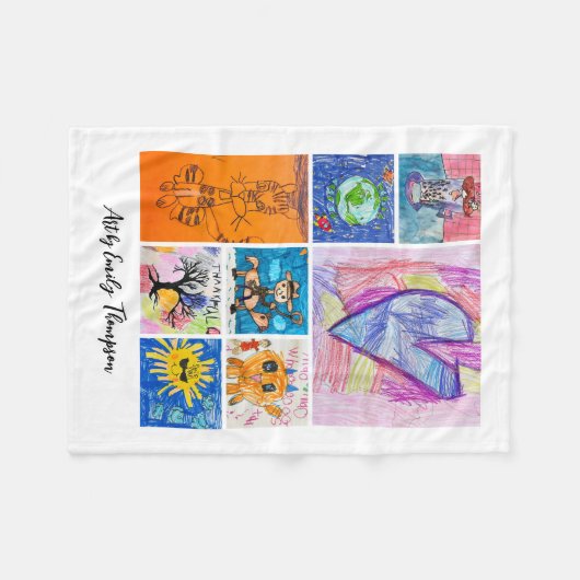 Custom 8 Photo Kids' Art Keepsake Fleece Deken (Voorkant (Horizontaal))