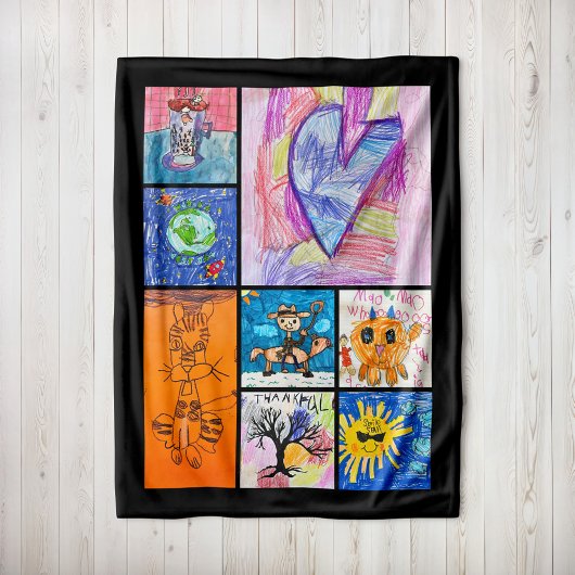 Custom 8 Photo Kids' Art Keepsake Fleece Deken