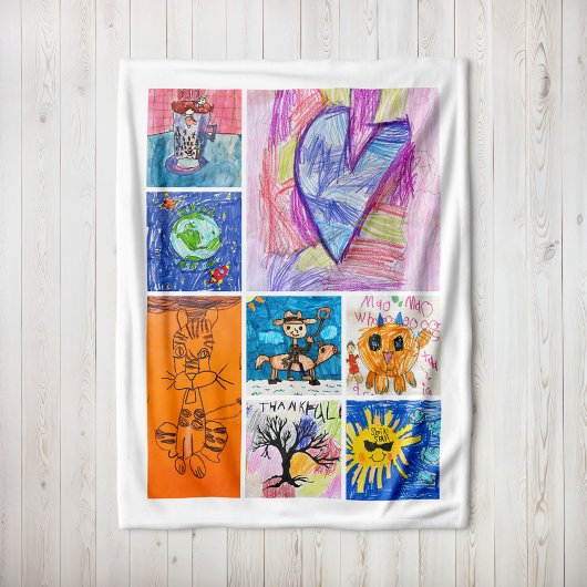 Custom 8 Photo Kids' Art Keepsake Fleece Deken