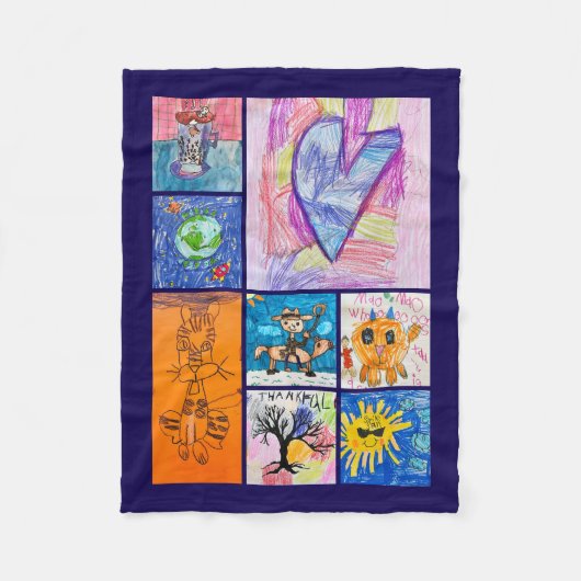 Custom 8 Photo Kids' Art Keepsake Fleece Deken (Voorkant)