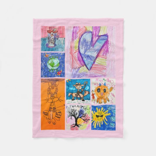 Custom 8 Photo Kids' Art Keepsake Fleece Deken (Voorkant)
