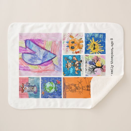 Custom 8 Photo Kids' Art Keepsake Sherpa Deken (Voorkant (horizontaal))