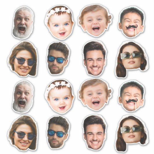 Custom 8 Photos Faces Waterproof Vinyl Stickers (Voorkant)