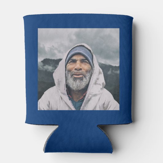 Custom 90th Birthday Blue Gold With Photo Blikjeskoeler (Achterkant)