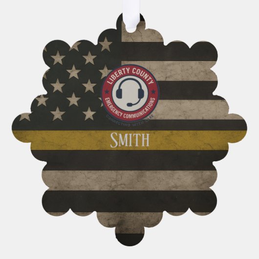 Custom 911 Dispatcher Thin Gold Line Ornament Kaart (Achterkant)