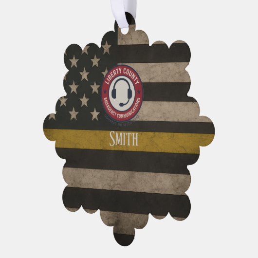 Custom 911 Dispatcher Thin Gold Line Ornament Kaart (Links)
