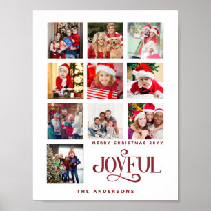 Custom 9 Photo Collage Vrolijk Kerstfeest Poster