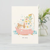 [Custom] A Cat's Day - Spring Flower Bubble Bath Bedankkaart (Staand voorkant)