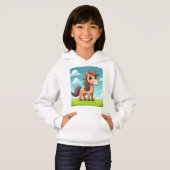 Custom A Hoodie met schattige paardenhond Logo voo (Voorkant volledig)