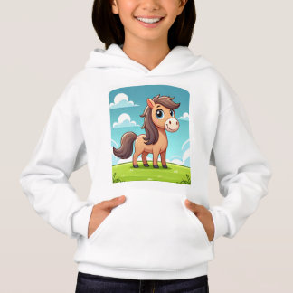 Custom A Hoodie met schattige paardenhond Logo voo