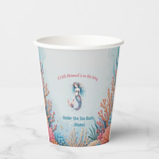 Custom A Little Mermaid is onderweg onder zee Papieren Bekers (Voorkant)