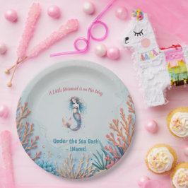 Custom A Little Mermaid is onderweg onder zee Papieren Bordje