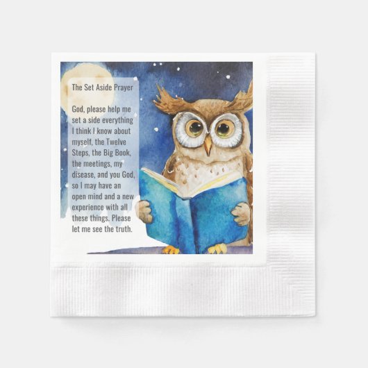 Custom AA Prayer Napkin | Sober Owl Big Book Servet (Voorkant)