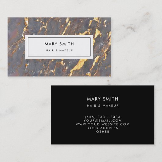 Custom Abstract Elegant Marmer Faux Gold Visitekaartje (Voorkant / Achterkant)