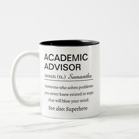 Custom Academic Advisor Definition Tweekleurige Koffiemok (Links)