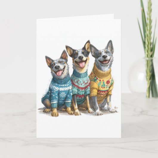 Custom ACD Heeler Christmas Ugly Sweater Holiday  Kaart (Voorkant)