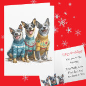 Custom ACD Heeler Christmas Ugly Sweater Holiday  Kaart